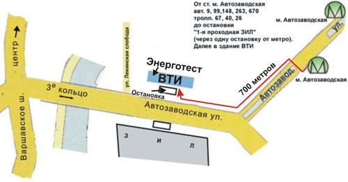 Энерготест. Схема проезда